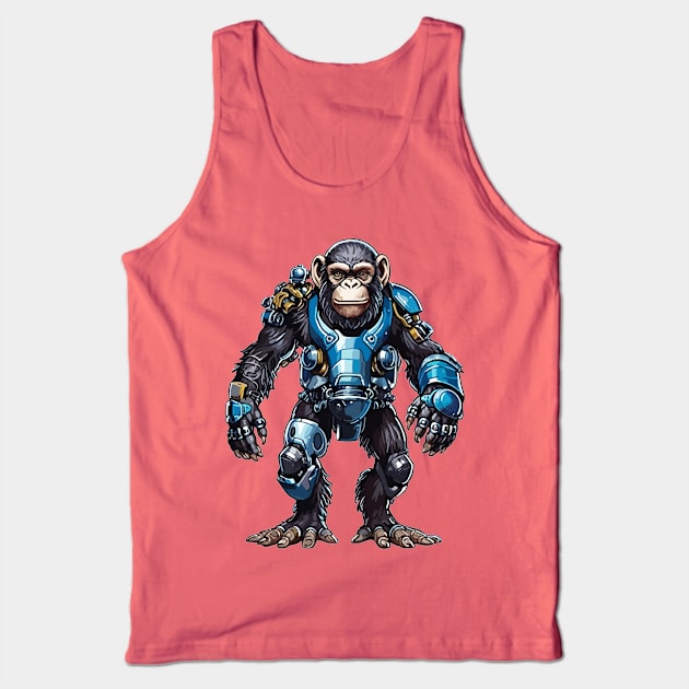 Robot Chimpanzee Tank Top by Sticker Steve